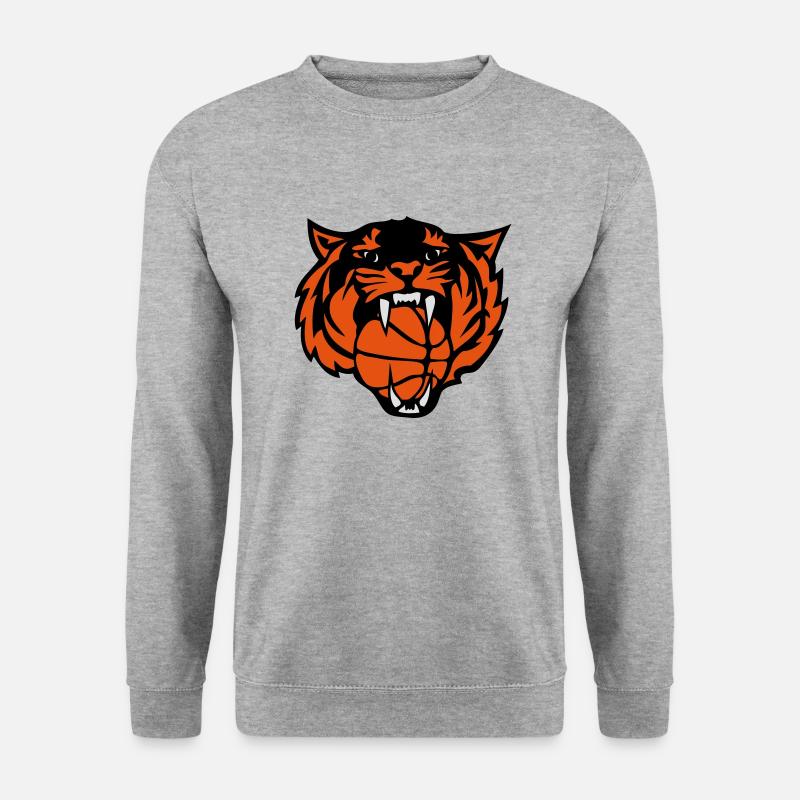 Basketball Tiger brüllt Gesicht - Unisex Pullover - Weißgrau meliert