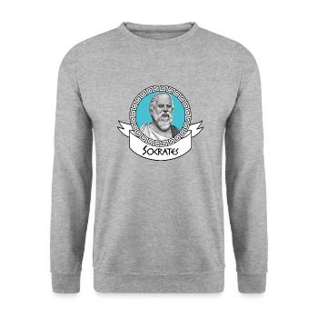 Der kunstvolle Sokrates - Unisex Pullover - Weißgrau meliert - Vorne - Alina (178cm) & Michal (187cm)