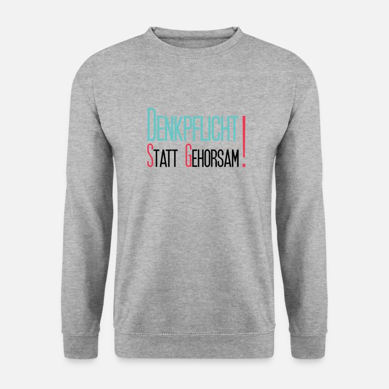 Denkpflicht statt Gehorsam - Unisex Pullover - Weißgrau meliert