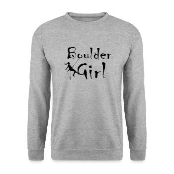 Bouldern Klettern Climbing - Unisex Pullover - Weißgrau meliert - Vorne - Alina (178cm) & Michal (187cm)