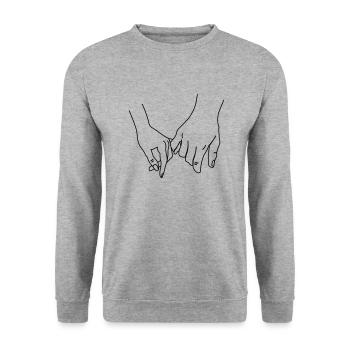 Hände Paar Love - Unisex Pullover - Weißgrau meliert - Vorne - Alina (178cm) & Michal (187cm)