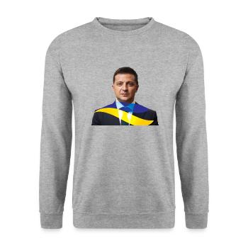 Stand with Ukraine - Unisex Pullover - Weißgrau meliert - Vorne - Alina (178cm) & Michal (187cm)