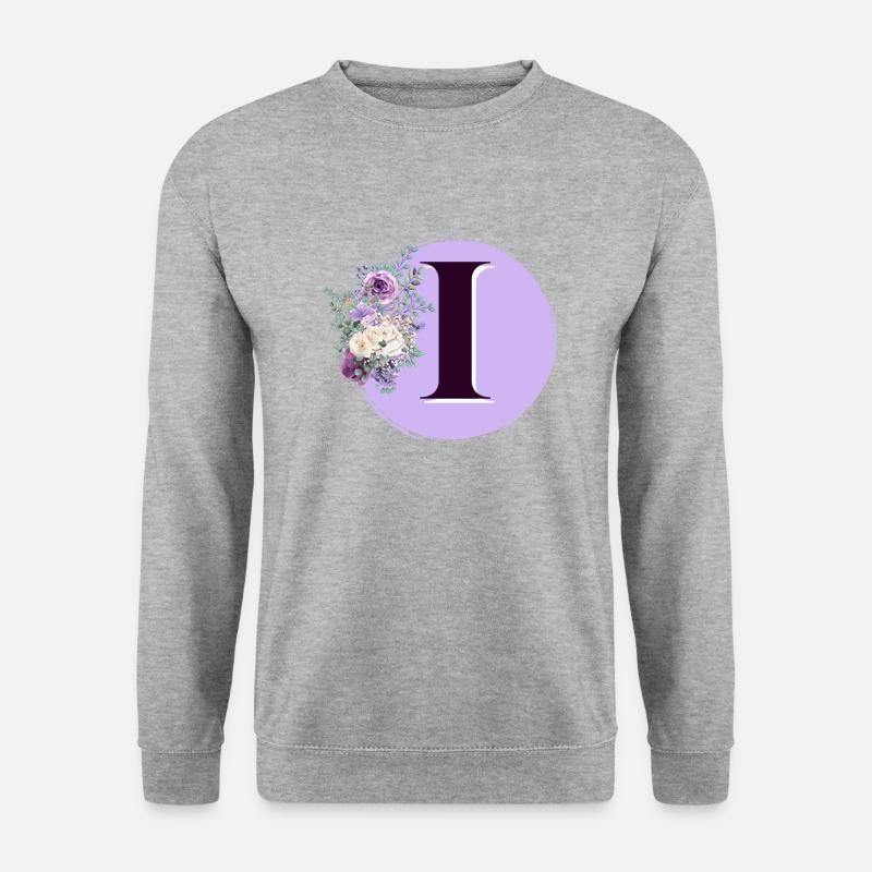 Buchstabe I Blumenkrone - Unisex Pullover - Weißgrau meliert