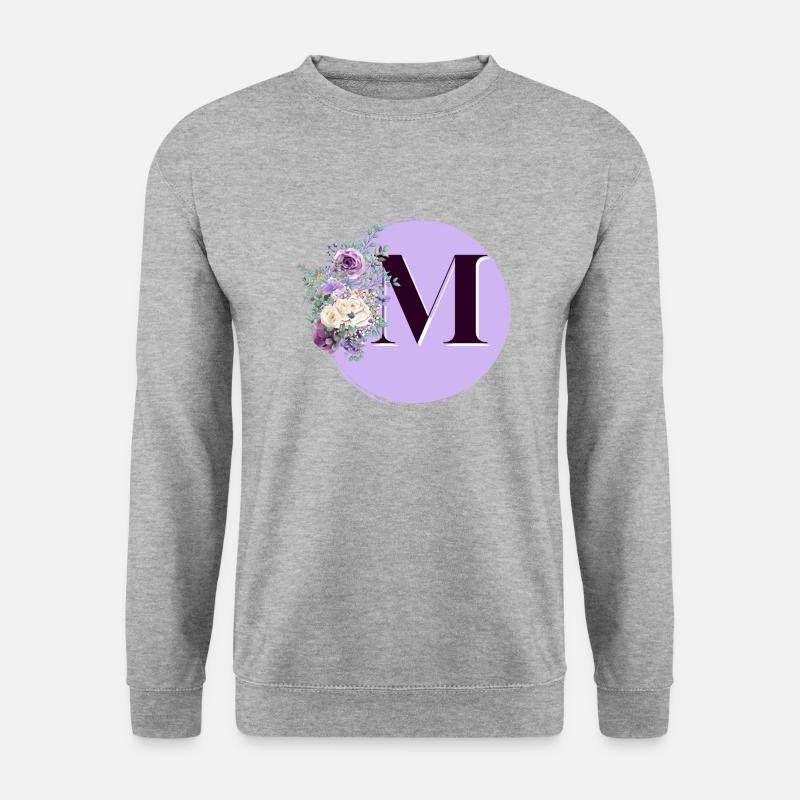 Brief M Blumenkranz - Unisex Pullover - Weißgrau meliert