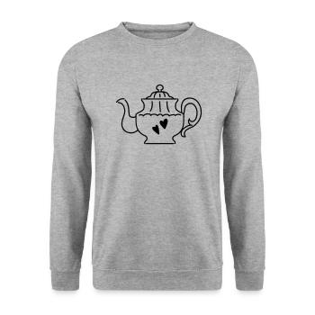 Super schicke Teekanne - Unisex Pullover - Weißgrau meliert - Vorne - Alina (178cm) & Michal (187cm)