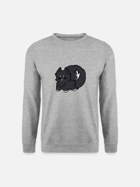 Niedlich Hund Schwarz Weiß - Unisex Pullover - Weißgrau meliert