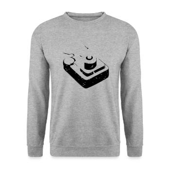 Joystick Player Game Controller retro Gaming - Unisex Sweatshirt - salt & pepper - Front - Alina (178cm) & Michal (187cm)