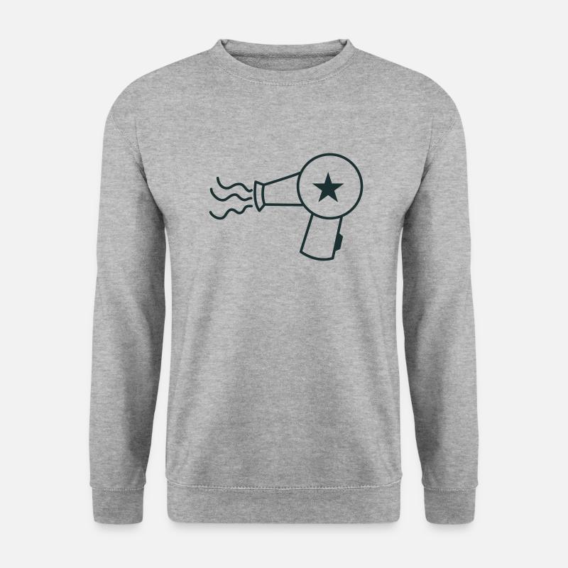 Haartrockner mit Stern - Unisex Pullover - Weißgrau meliert