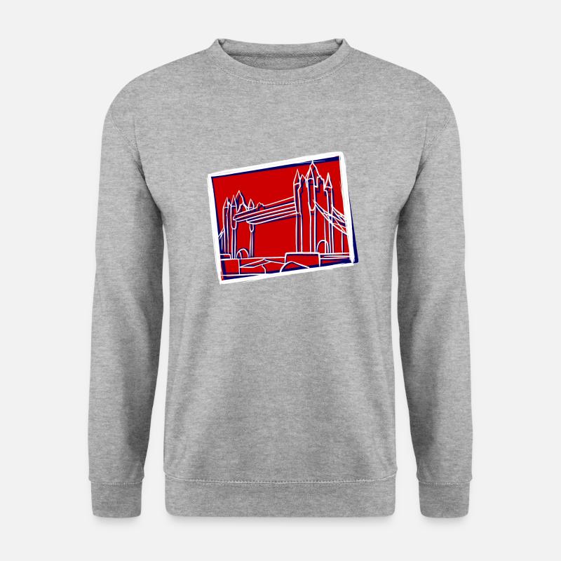 Tower Bridge Illustration - Unisex Pullover - Weißgrau meliert