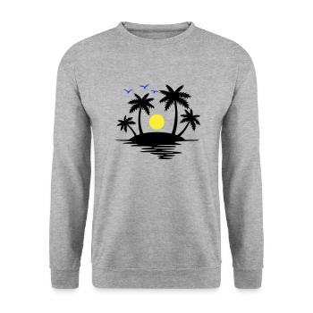 Insel Paradise - Unisex Pullover - Weißgrau meliert - Vorne - Alina (178cm) & Michal (187cm)