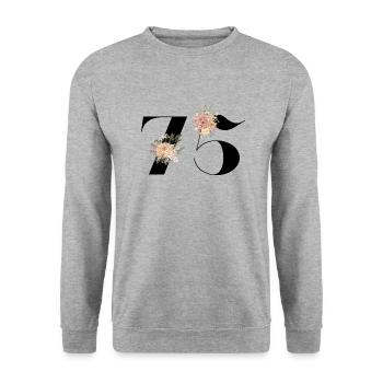 75th Anniversary Flowers (Gift of 75 years) - Unisex Sweatshirt - salt & pepper - Front - Alina (178cm) & Michal (187cm)
