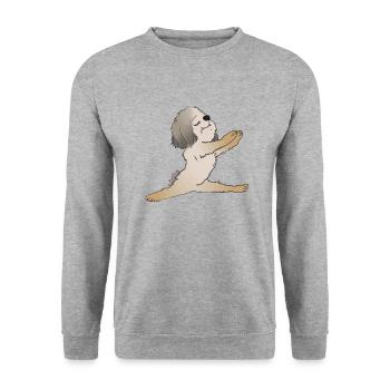 Un bichon havanais fait un cadeau pour les amateurs de yoga - Sweat-shirt Unisexe - gris chiné - Devant - Alina (178cm) & Michal (187cm)