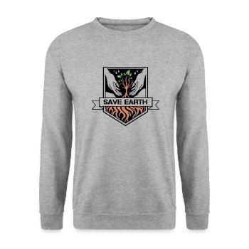 Save earth - Unisex Pullover - Weißgrau meliert - Vorne - Alina (178cm) & Michal (187cm)