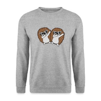 2 amis hérissons dabbing - Sweat-shirt Unisexe - gris chiné - Devant - Alina (178cm) & Michal (187cm)