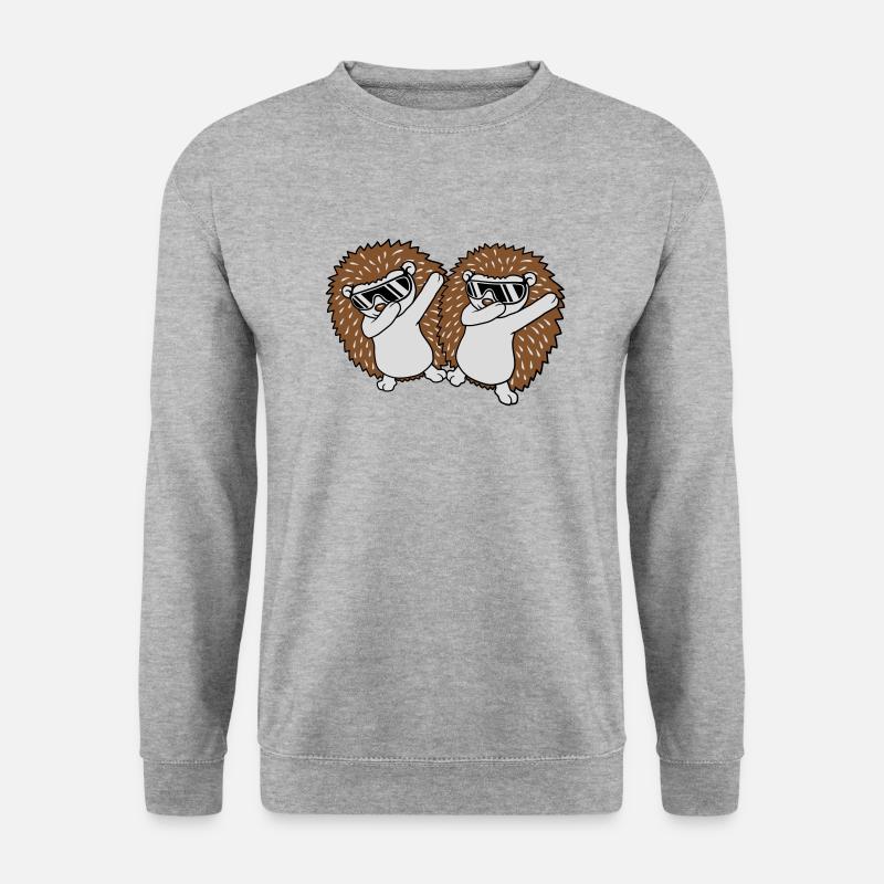 2 dabbing Igel Freunde - Unisex Pullover - Weißgrau meliert