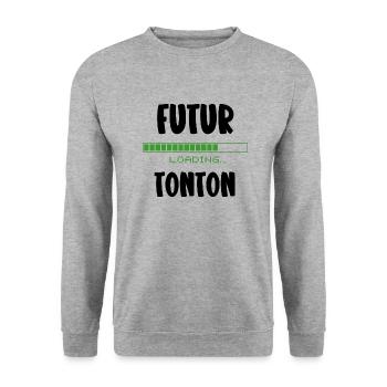 futur tonton - Sweat-shirt Unisexe - gris chiné - Devant - Alina (178cm) & Michal (187cm)