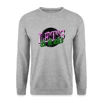 present far away countries jokes statement - Unisex Pullover - Weißgrau meliert - Vorne - Alina (178cm) & Michal (187cm)