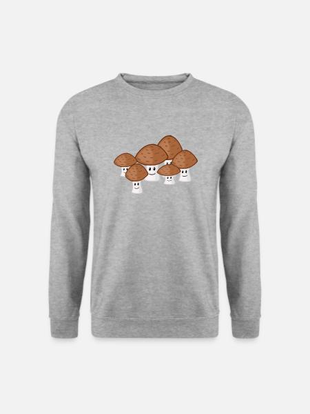 Herbstliche Pilzkolonne - Unisex Pullover - Weißgrau meliert