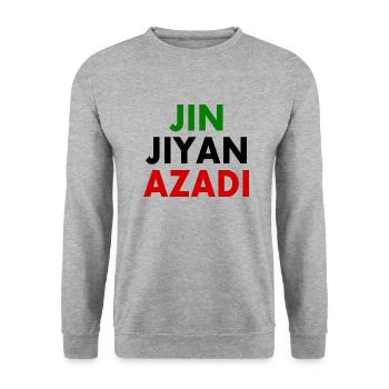 jin jiyan azadi - Sweat-shirt Unisexe - gris chiné - Devant - Alina (178cm) & Michal (187cm)