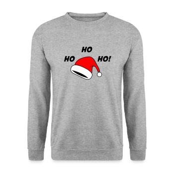 Chapeau de Noël ho ho ho - Sweat-shirt Unisexe - gris chiné - Devant - Alina (178cm) & Michal (187cm)