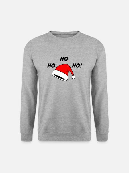 Weihnachtsmütze ho ho ho - Unisex Pullover - Weißgrau meliert