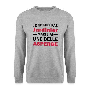 j ai une belle asperge / humour homme - Sweat-shirt Unisexe - gris chiné - Devant - Alina (178cm) & Michal (187cm)