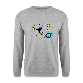 Universe - Unisex Pullover - Weißgrau meliert - Vorne - Alina (178cm) & Michal (187cm)