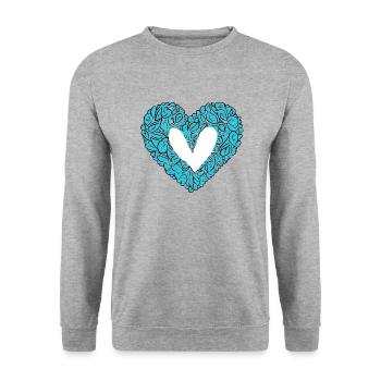 Herz Symbol Liebe süß Herzen rosa Zeichnung 8 - Unisex Pullover - Weißgrau meliert - Vorne - Alina (178cm) & Michal (187cm)