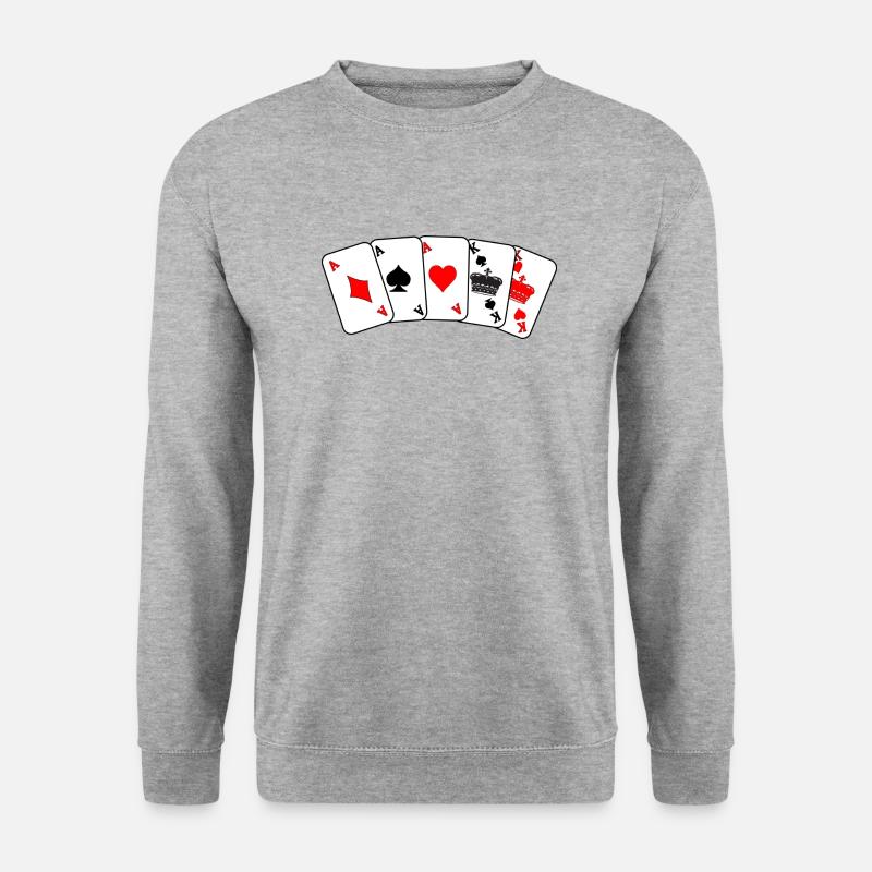 Poker - Unisex Pullover - Weißgrau meliert