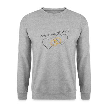 Heiratsantrag - Unisex Pullover - Weißgrau meliert - Vorne - Alina (178cm) & Michal (187cm)