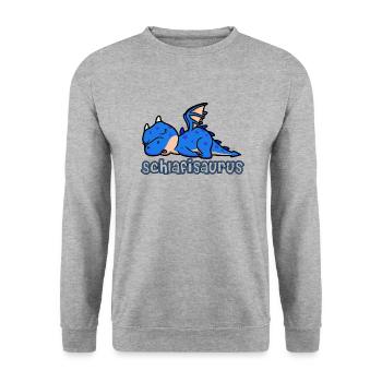 Schlafisaurus Schlafshirt Lieblingsshirt - Unisex Pullover - Weißgrau meliert - Vorne - Alina (178cm) & Michal (187cm)