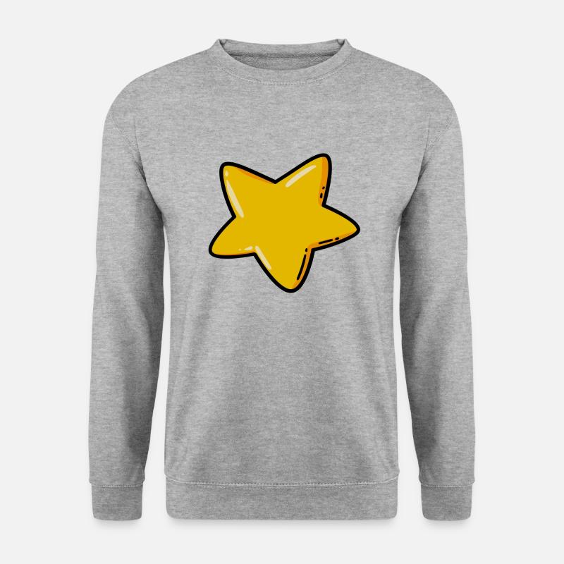 Stern in gelb/gold! - Unisex Pullover - Weißgrau meliert