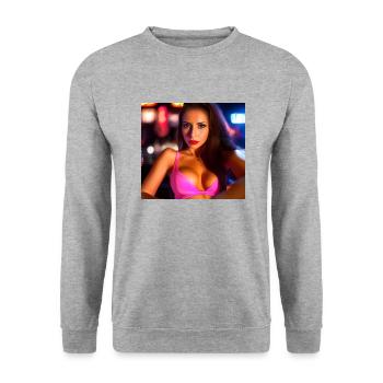 Belle femme latine dans le bar - Sweat-shirt Unisexe - gris chiné - Devant - Alina (178cm) & Michal (187cm)