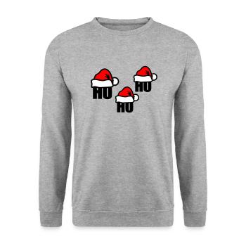 Chapeau de Père Noël ho ho ho - Sweat-shirt Unisexe - gris chiné - Devant - Alina (178cm) & Michal (187cm)