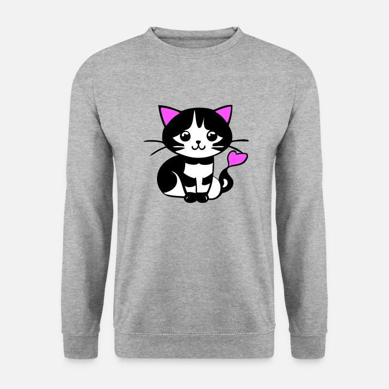Süße Katze im Comic Stiel - Unisex Pullover - Weißgrau meliert