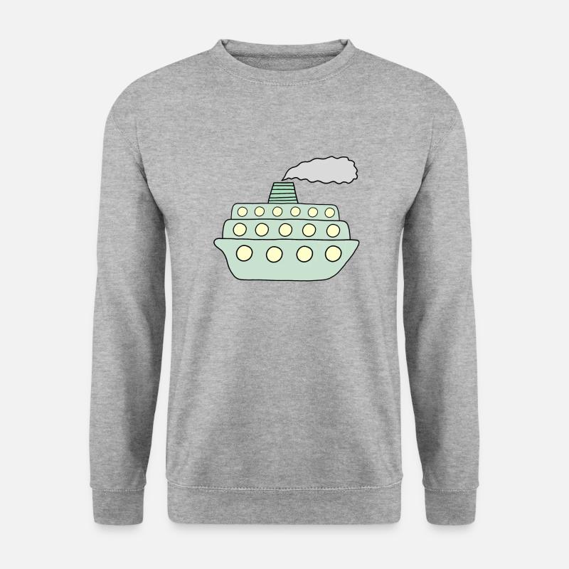 Grünes Schiff - Unisex Pullover - Weißgrau meliert