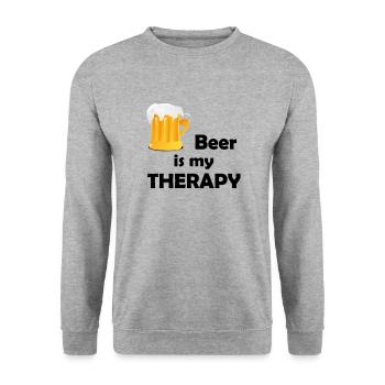 Beer is my Therapy - Unisex Pullover - Weißgrau meliert - Vorne - Alina (178cm) & Michal (187cm)