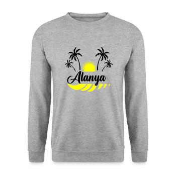 alanya - Unisex Pullover - Weißgrau meliert - Vorne - Alina (178cm) & Michal (187cm)