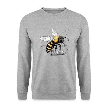Zazi die Biene - Unisex Pullover - Weißgrau meliert - Vorne - Alina (178cm) & Michal (187cm)