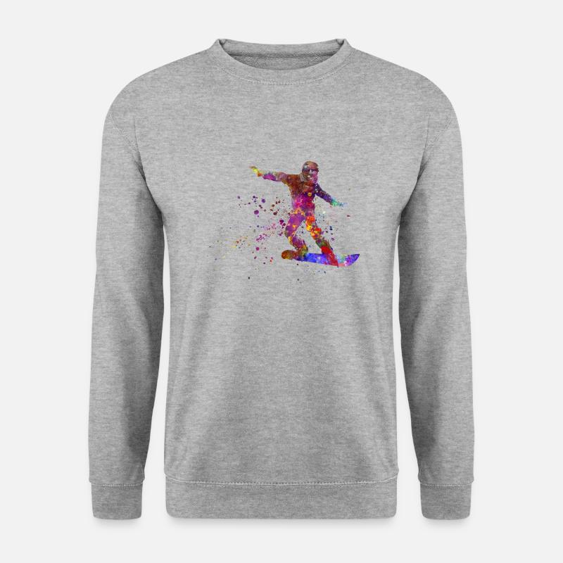 Snowboard in Aquarell - Unisex Pullover - Weißgrau meliert