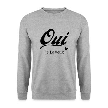 Oui je le veux - Sweat-shirt Unisexe - gris chiné - Devant - Alina (178cm) & Michal (187cm)