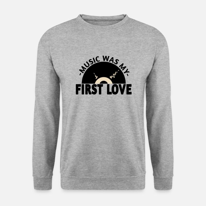 Oldschool - Langspielplatten - Unisex Pullover - Weißgrau meliert