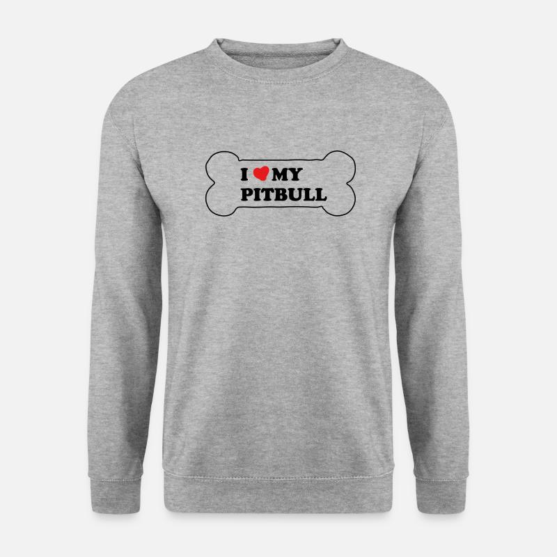 ICH LIEBE MEINEN PITBULL - Unisex Pullover - Weißgrau meliert