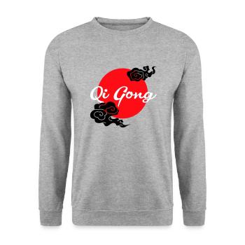 Nuages de Qigong - Sweat-shirt Unisexe - gris chiné - Devant - Alina (178cm) & Michal (187cm)