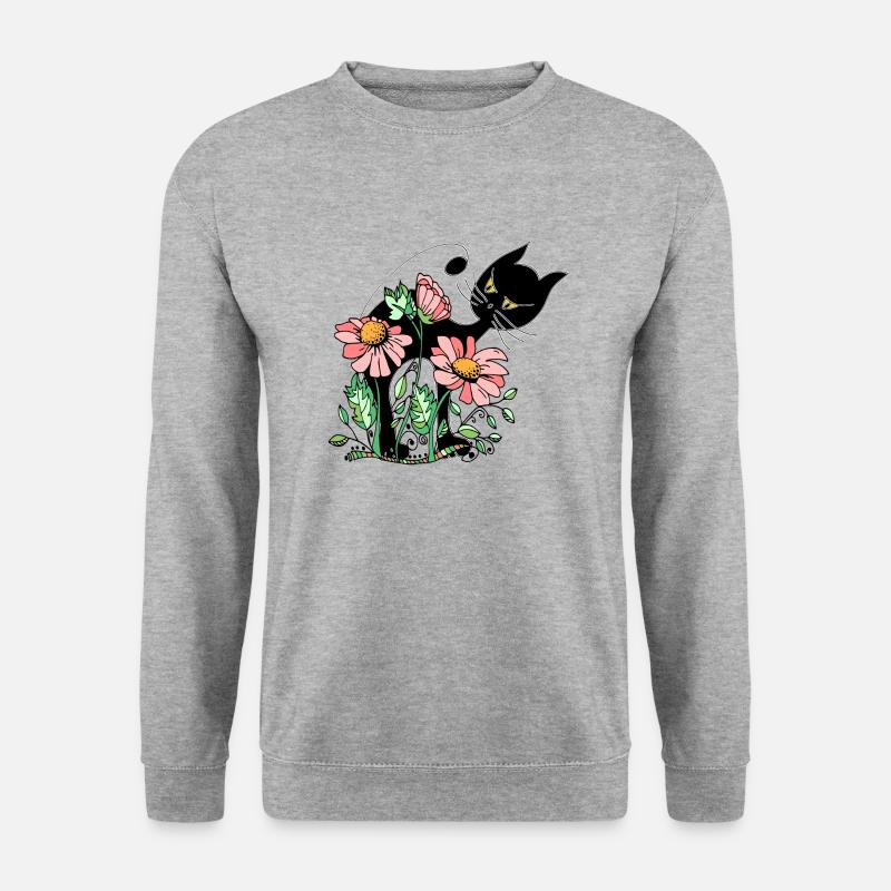 Katze - Unisex Pullover - Weißgrau meliert