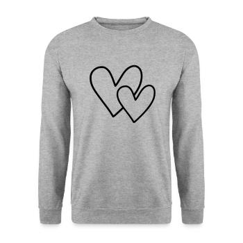 2 Hearts - Unisex Sweatshirt - salt & pepper - Front - Alina (178cm) & Michal (187cm)