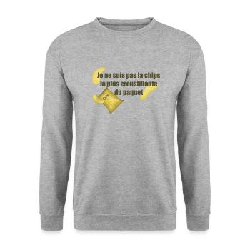 Chips - Sweat-shirt Unisexe - gris chiné - Devant - Alina (178cm) & Michal (187cm)