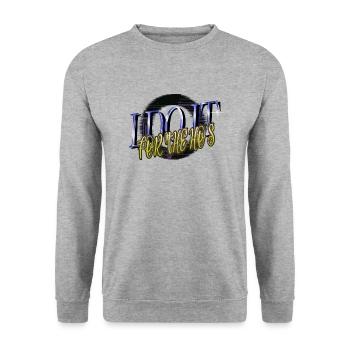 humor cool dinosaur fan gift dino bike moon - Unisex Pullover - Weißgrau meliert - Vorne - Alina (178cm) & Michal (187cm)