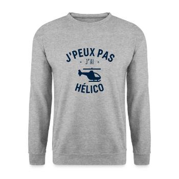 J peux pas j ai Hélico - Sweat-shirt Unisexe - gris chiné - Devant - Alina (178cm) & Michal (187cm)