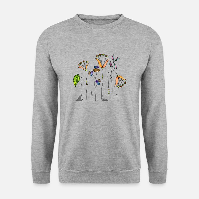 Blumen - Unisex Pullover - Weißgrau meliert